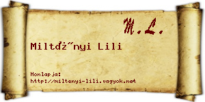 Miltényi Lili névjegykártya